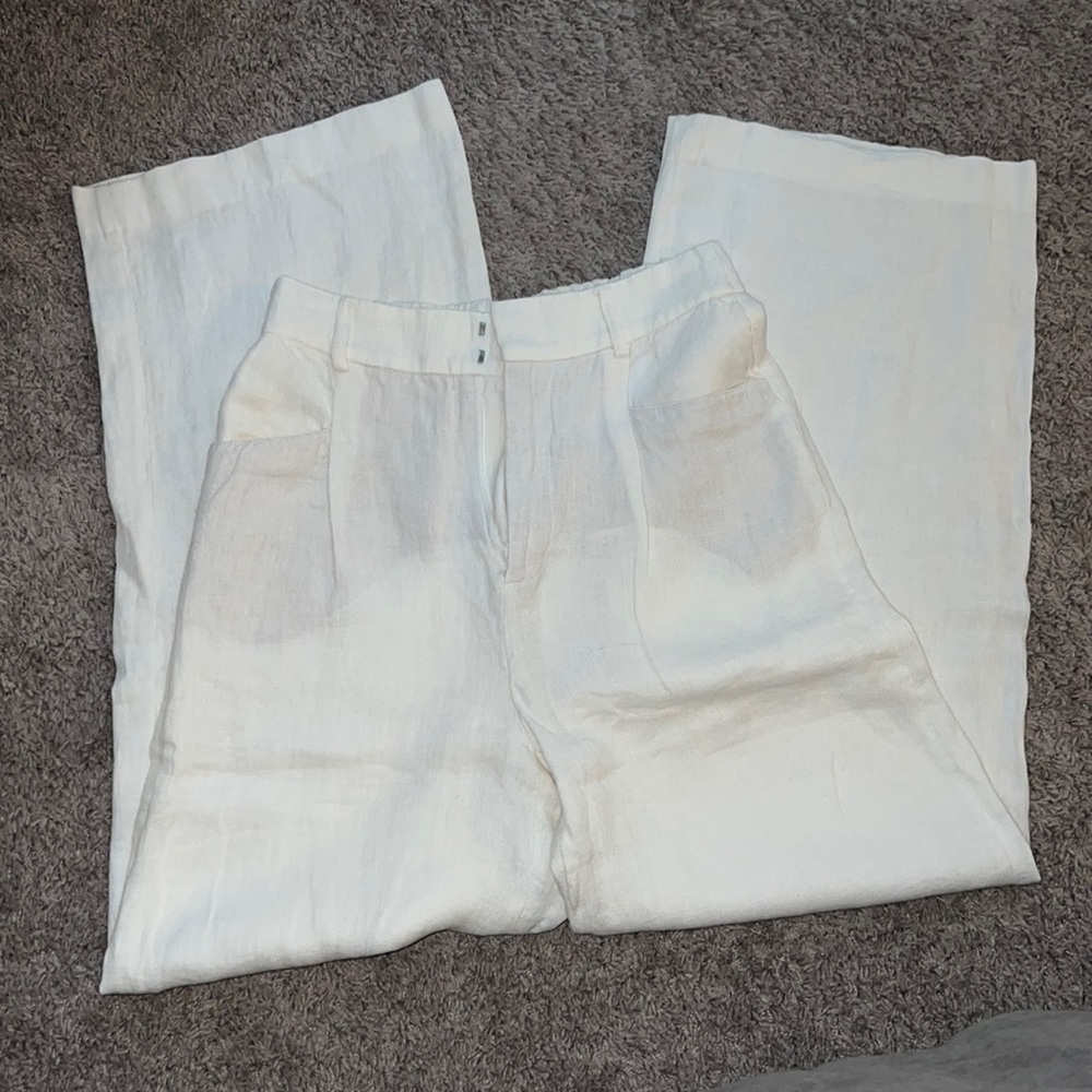 Zara White Full Length Pants